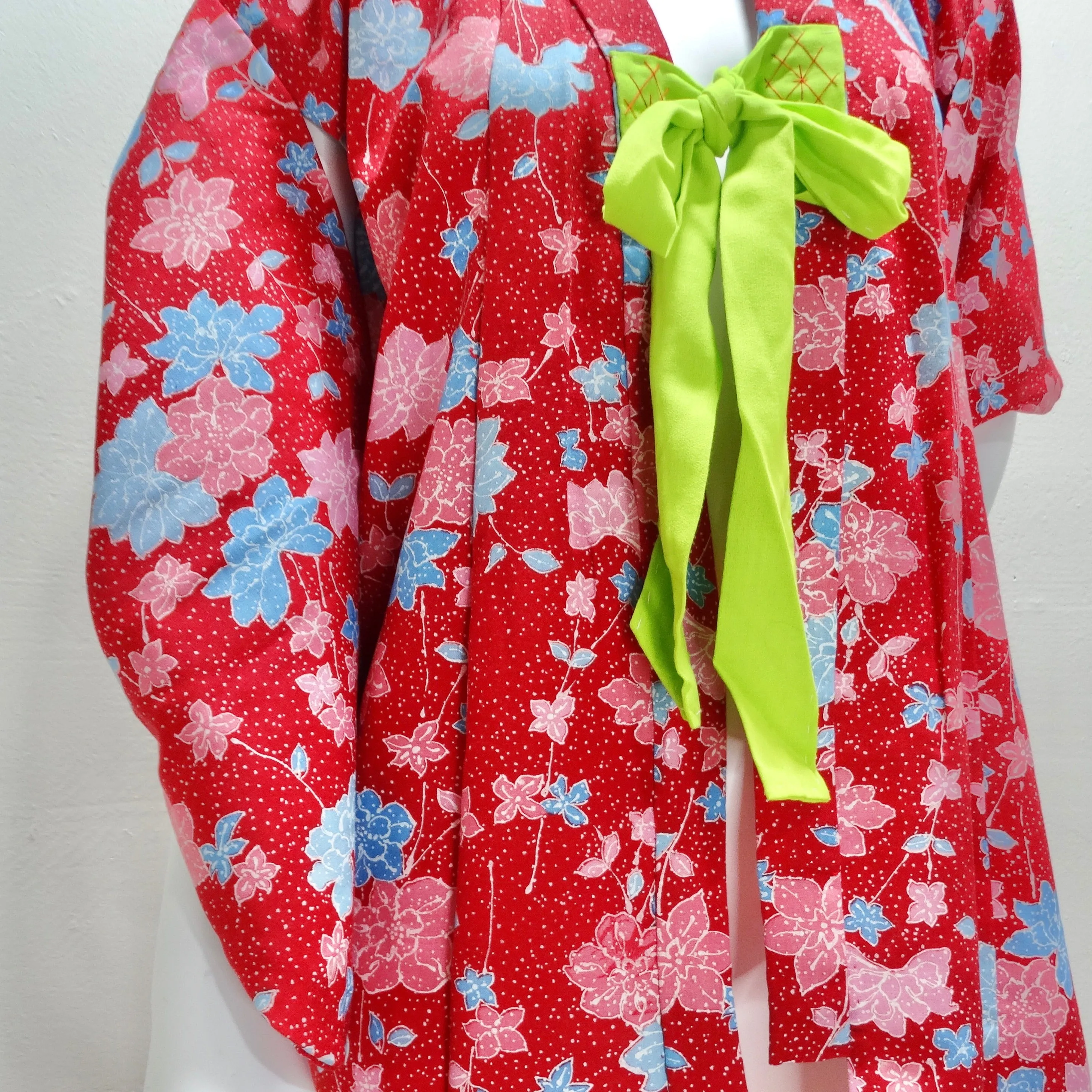 1970s Handmade Japanese Red Cotton Kimono