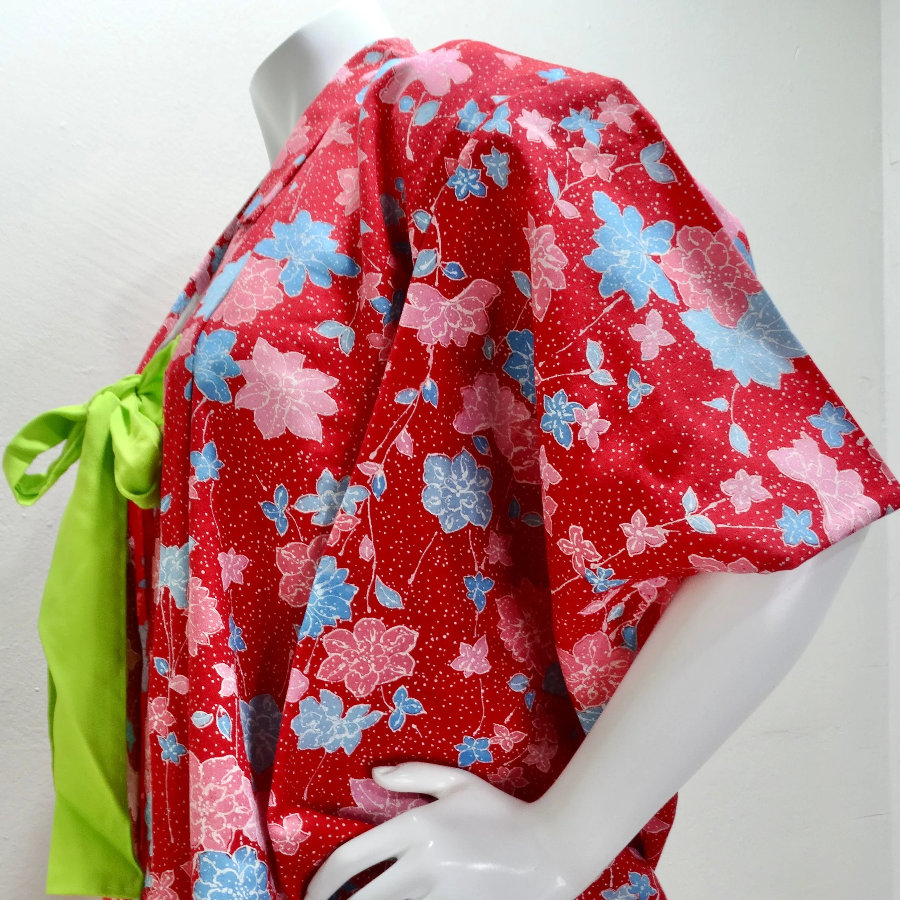 1970s Handmade Japanese Red Cotton Kimono