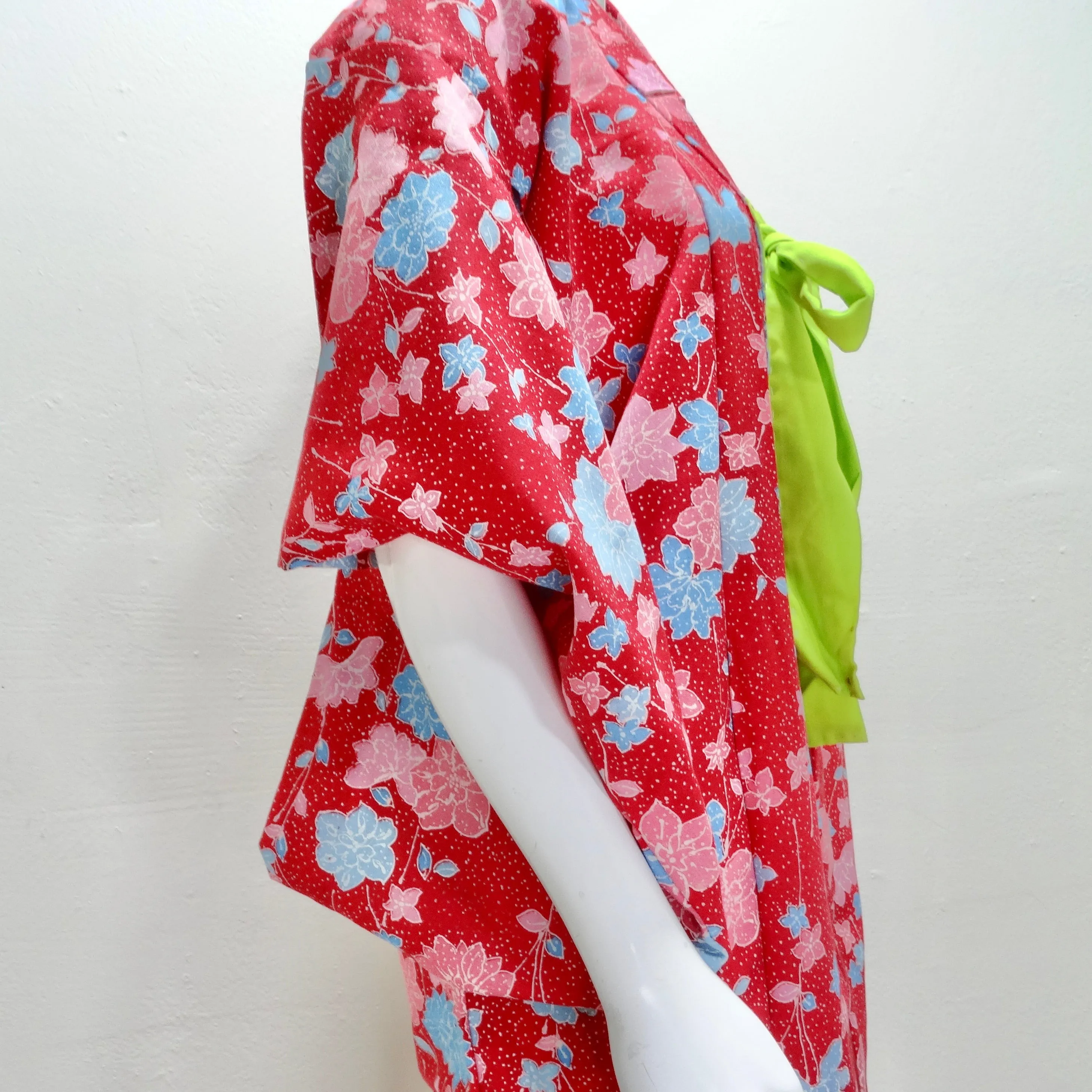 1970s Handmade Japanese Red Cotton Kimono