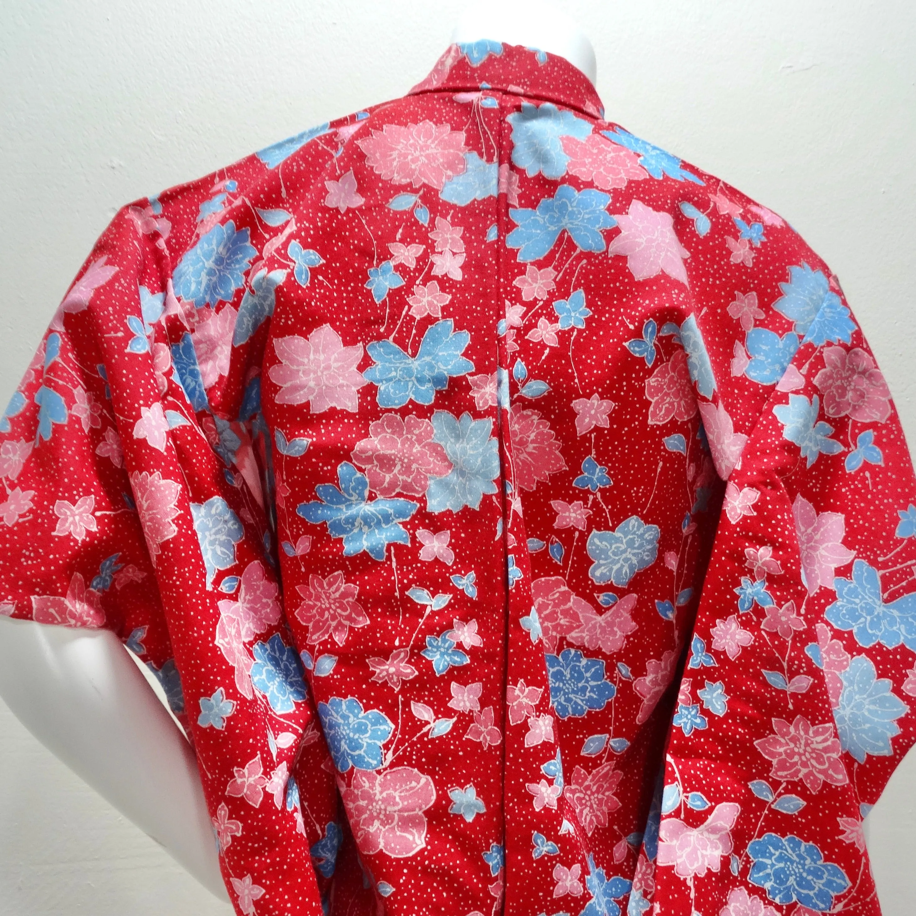 1970s Handmade Japanese Red Cotton Kimono