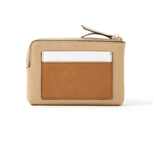 Accessorize London Women's Faux Leather Beige Colourblock Coin Purse