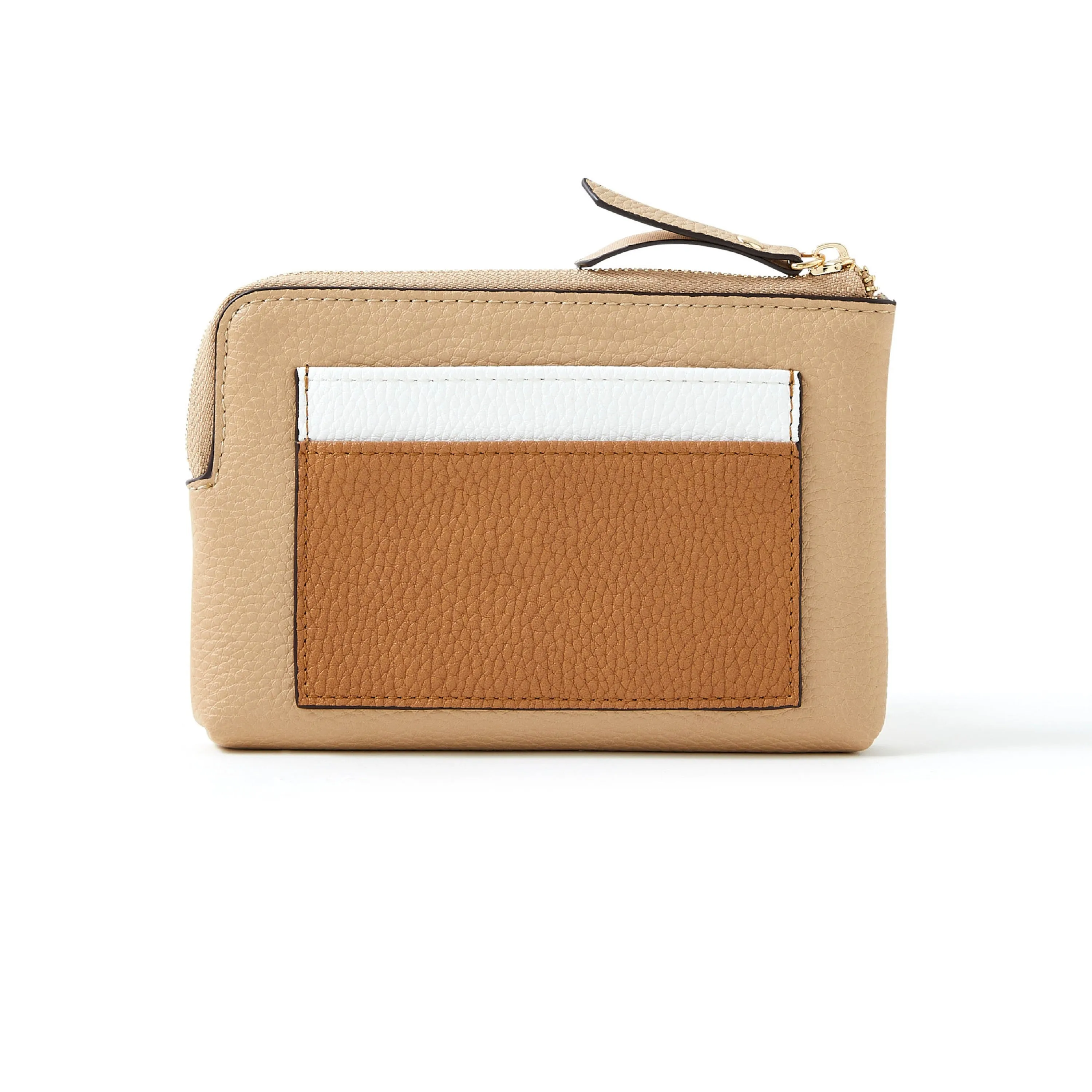Accessorize London Women's Faux Leather Beige Colourblock Coin Purse