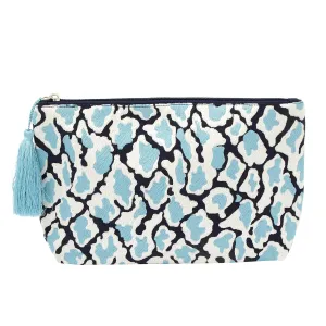 Accessorize London Women's Large Leopard Print Pouch Blue