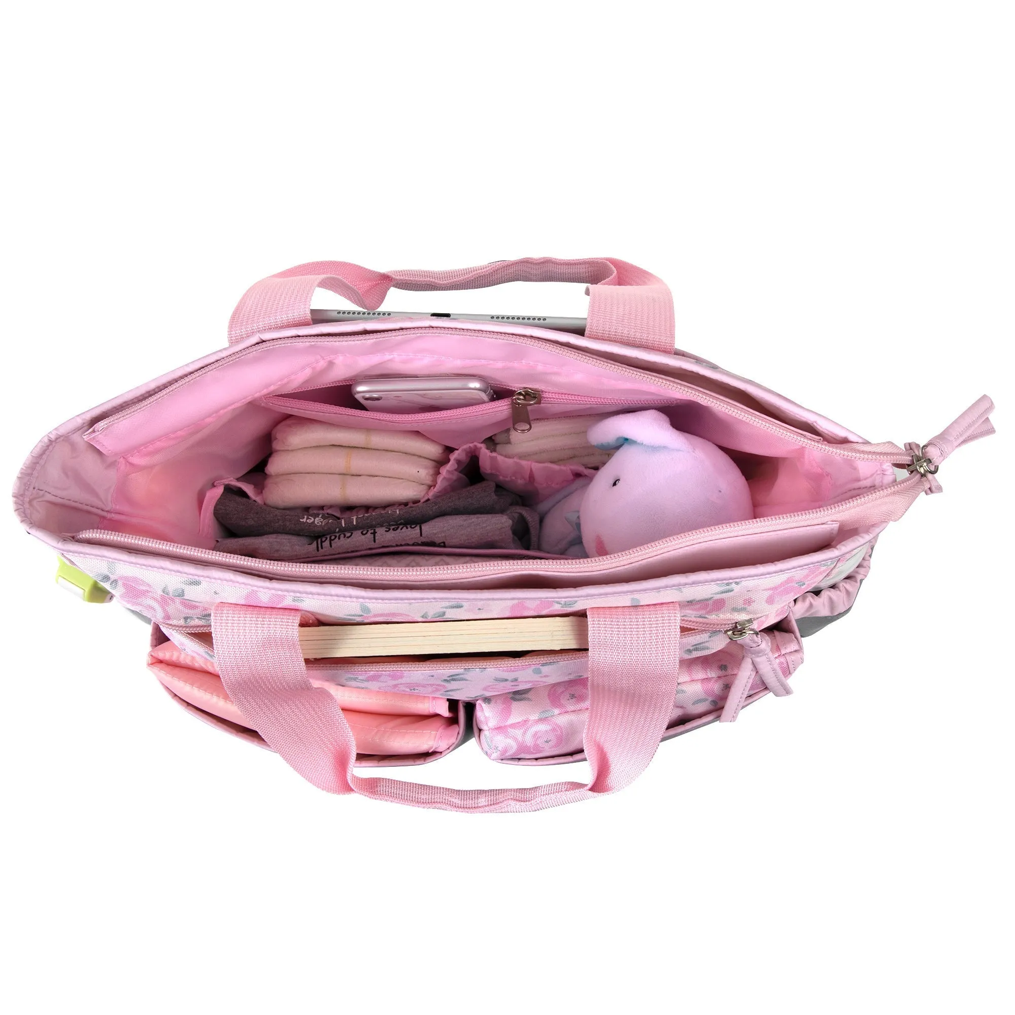 Baby Essentials 3-in-1 Diaper Bag Set - Pink Baby Girl Themed