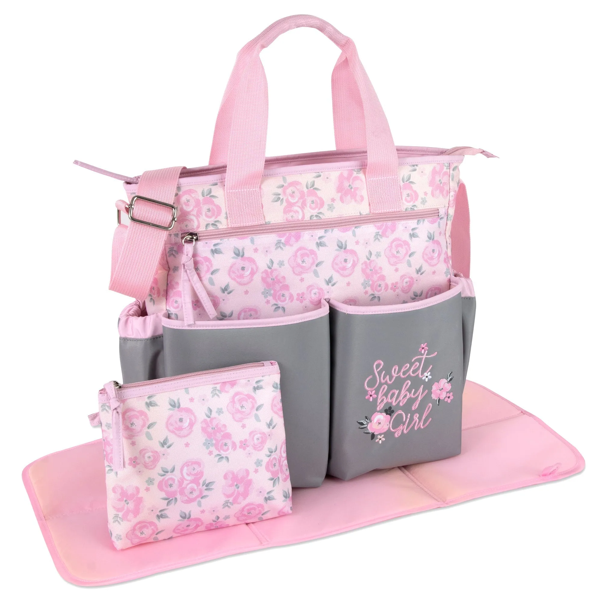 Baby Essentials 3-in-1 Diaper Bag Set - Pink Baby Girl Themed