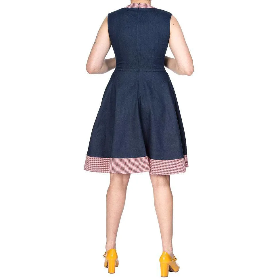 Banned Diner Days Dress in Navy & Gingham