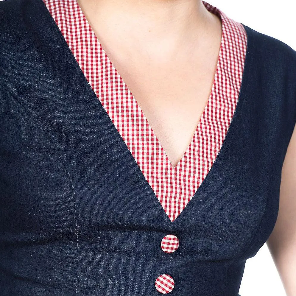 Banned Diner Days Dress in Navy & Gingham