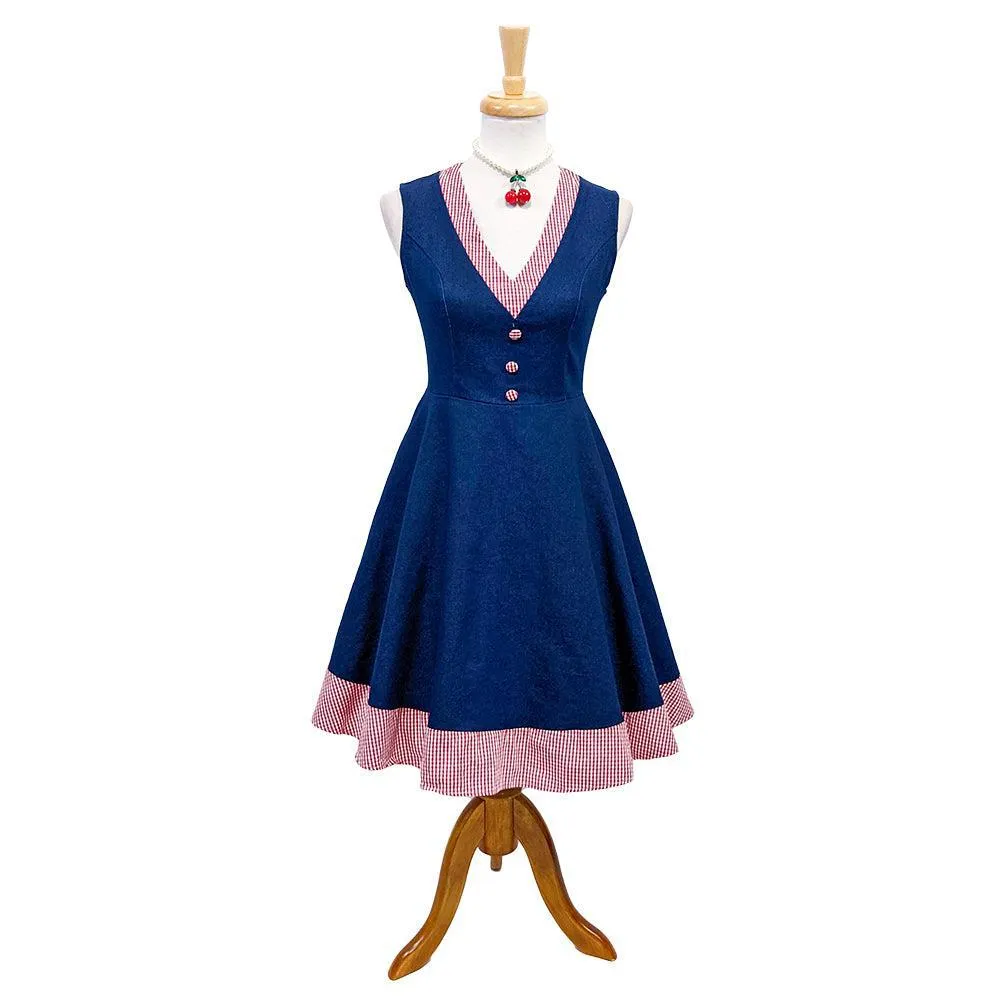 Banned Diner Days Dress in Navy & Gingham