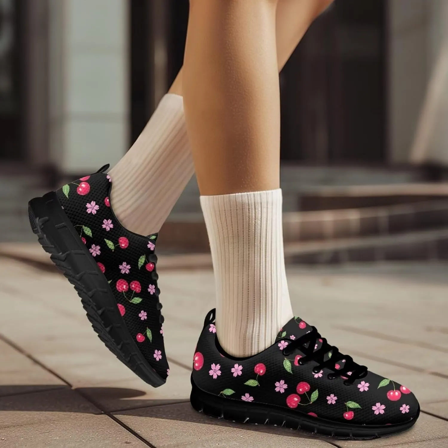 Bigcardesigns Womens Lightweight Athletic Fashion Sneaker Jogging Running Sports Shoes Colorful Floral Design