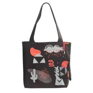 Black Durable Hand Crafted Canvas Tote Bag w/ zippers - Market Bag - Computer Bag - Black Bag - Screen Print - Hong Kong