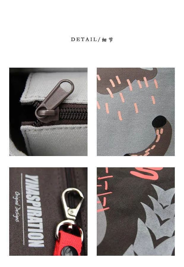 Black Durable Hand Crafted Canvas Tote Bag w/ zippers - Market Bag - Computer Bag - Black Bag - Screen Print - Hong Kong
