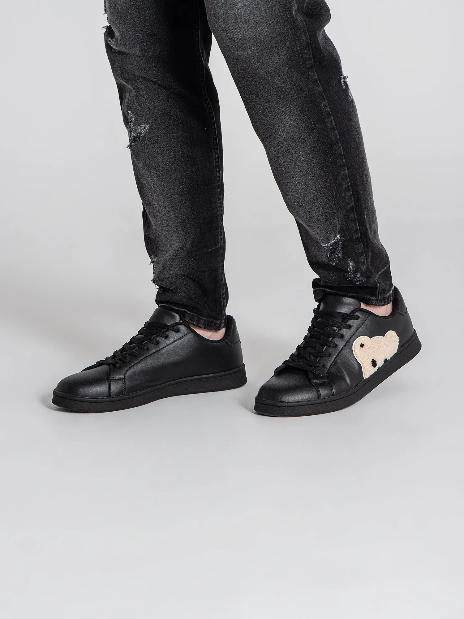 Black Plush Sneakers