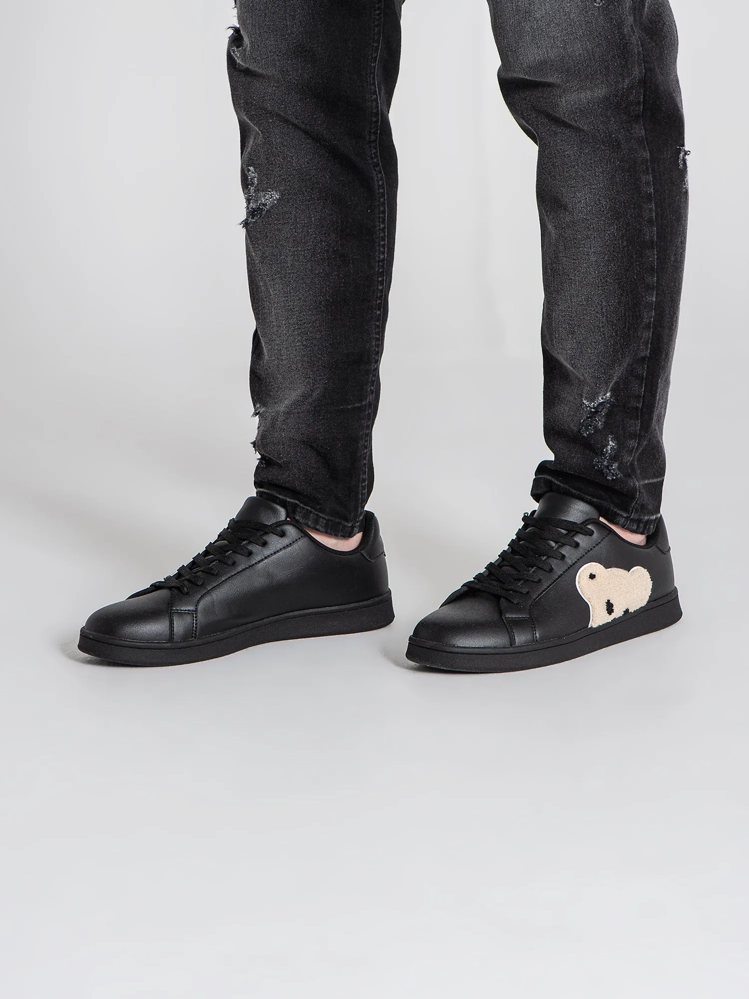 Black Plush Sneakers