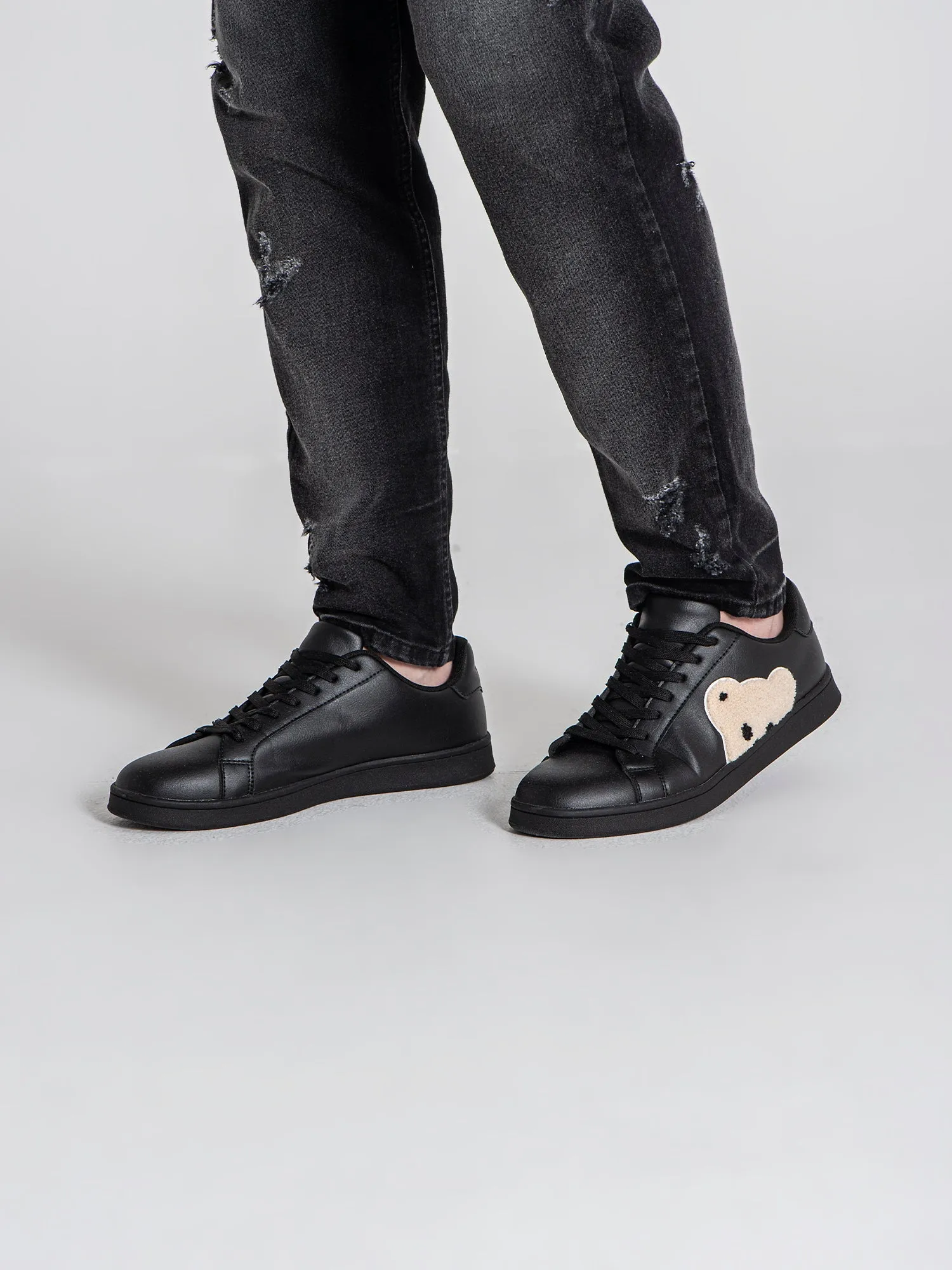 Black Plush Sneakers