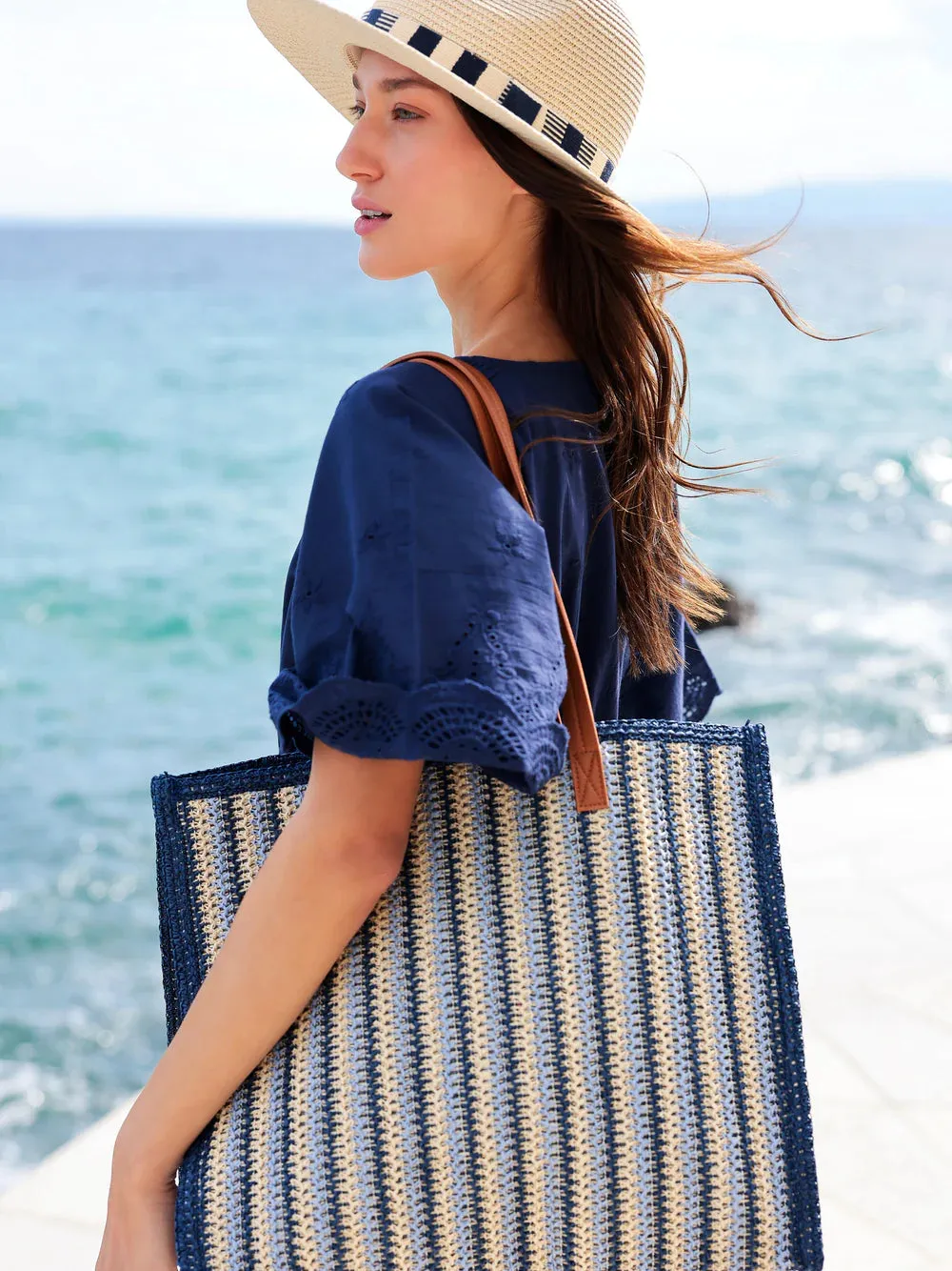 Blue Maya Woven Tote