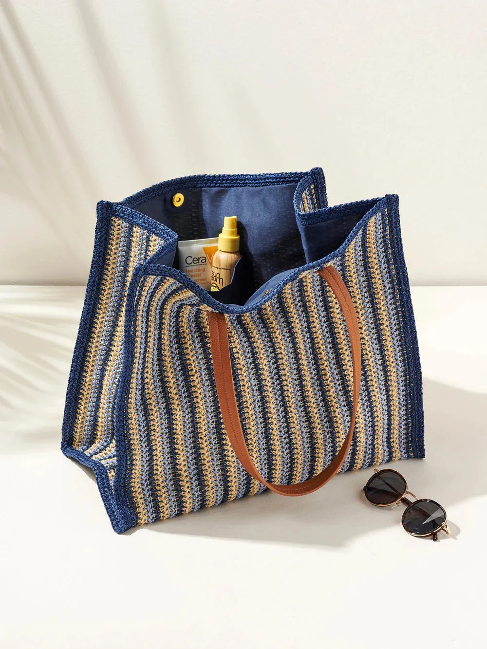 Blue Maya Woven Tote
