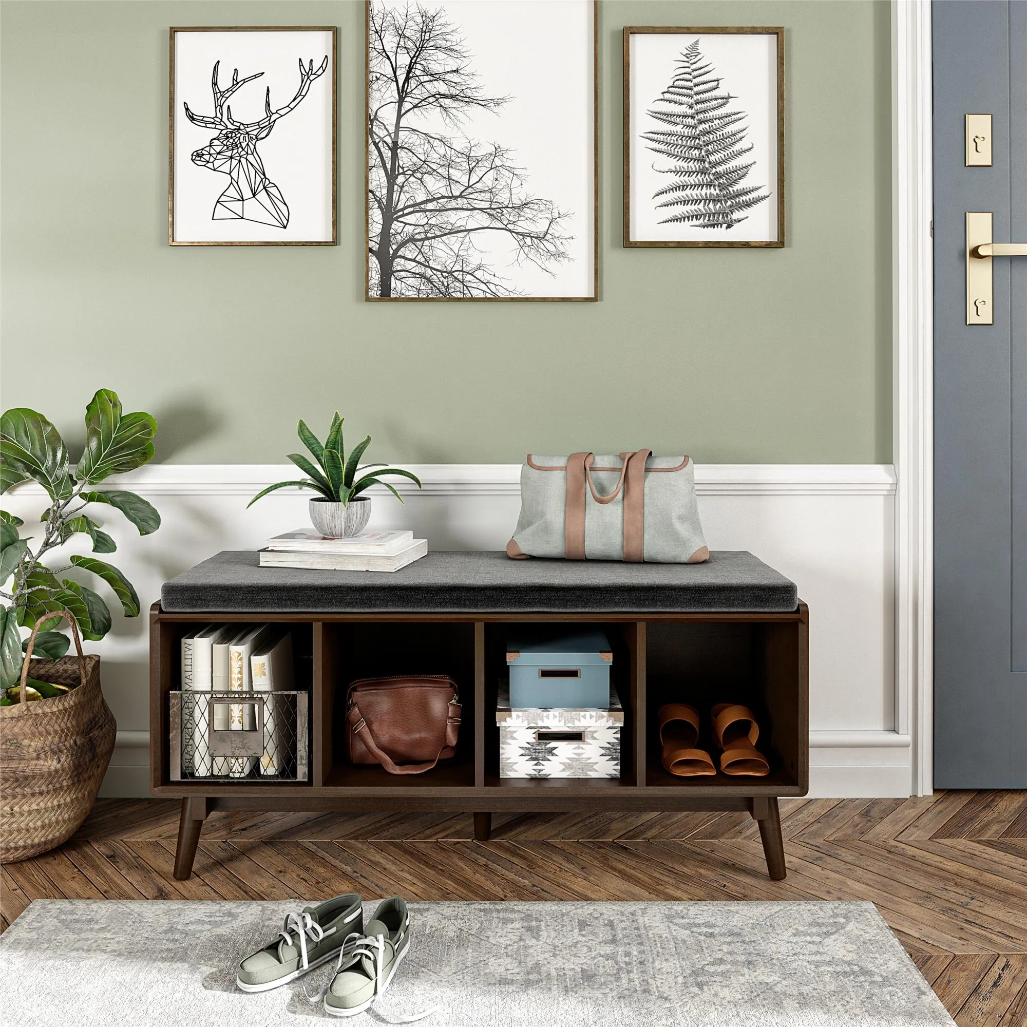 Brittany Entryway Bench, Walnut
