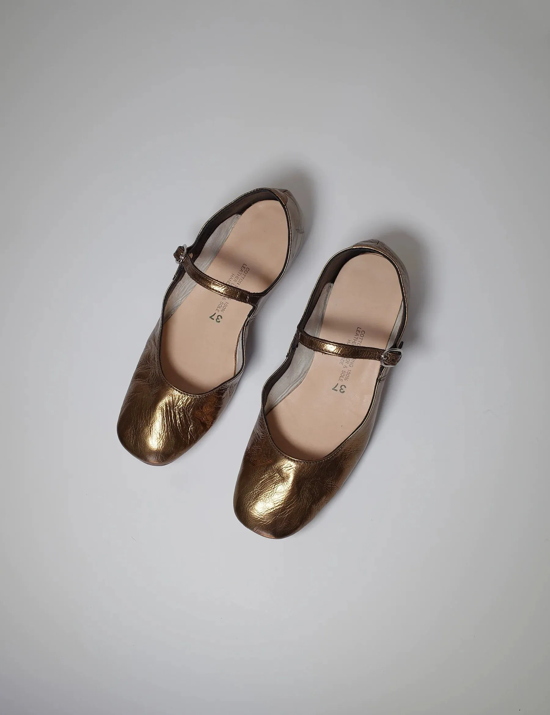 Bronze Mary Jane Flats
