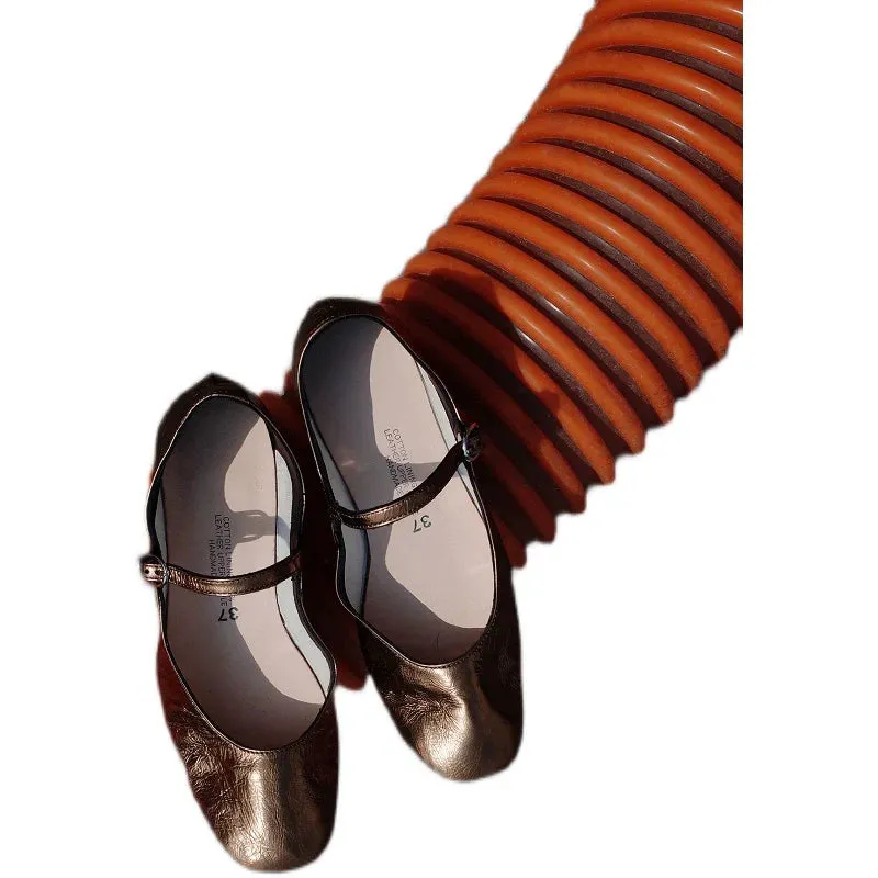 Bronze Mary Jane Flats