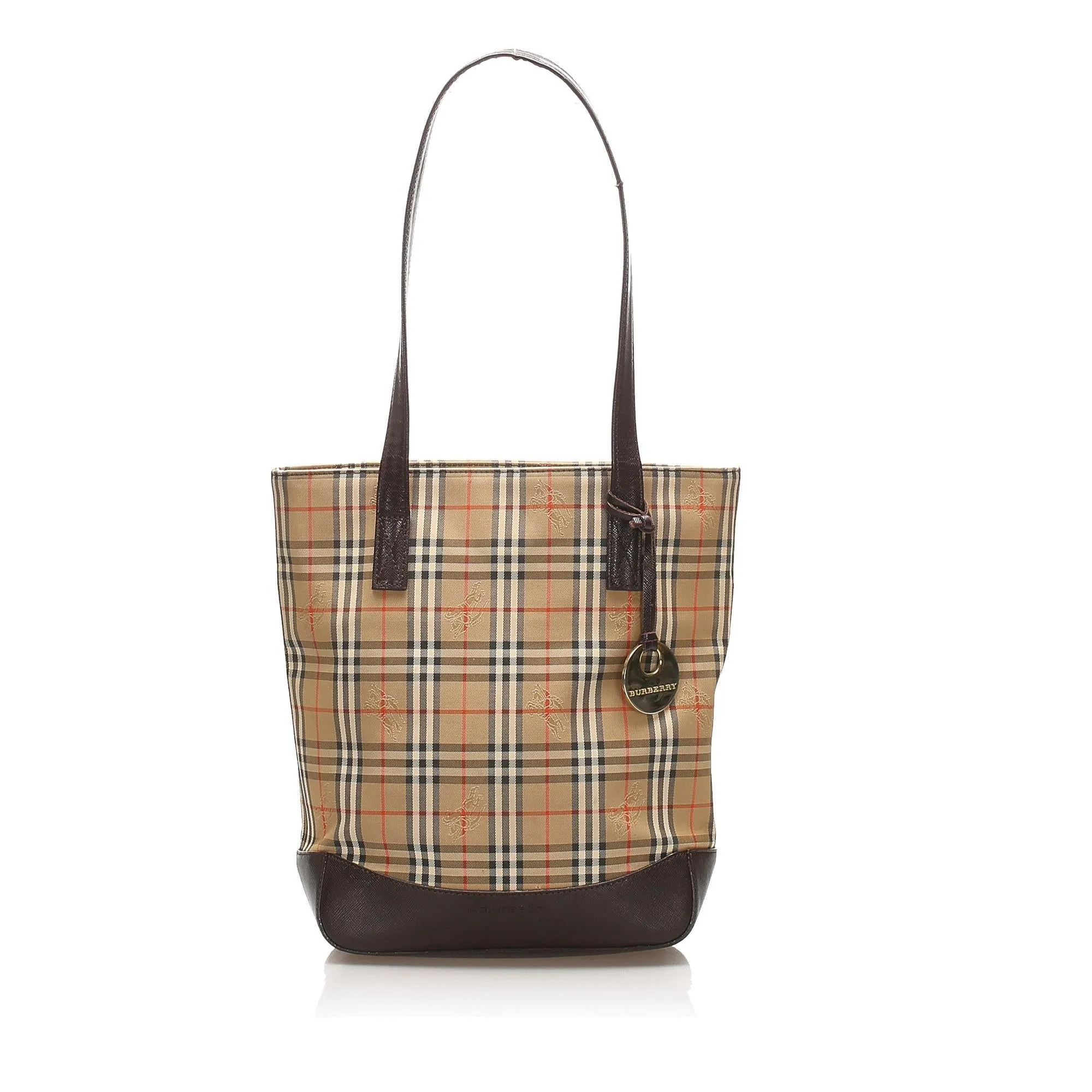 Burberry Haymarket Check Canvas Tote Bag (SHG-11866)