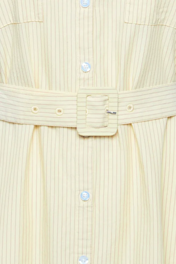 Button Down Dress in French Vanilla Stripe