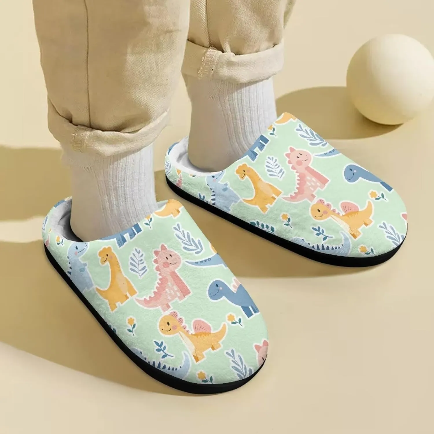 Cartoon Winter Plush Warm Slippers for Kids Boys Girls Slip On House Slippers Flannel Fuzzy Indoor Shoes SizeUS 9-15