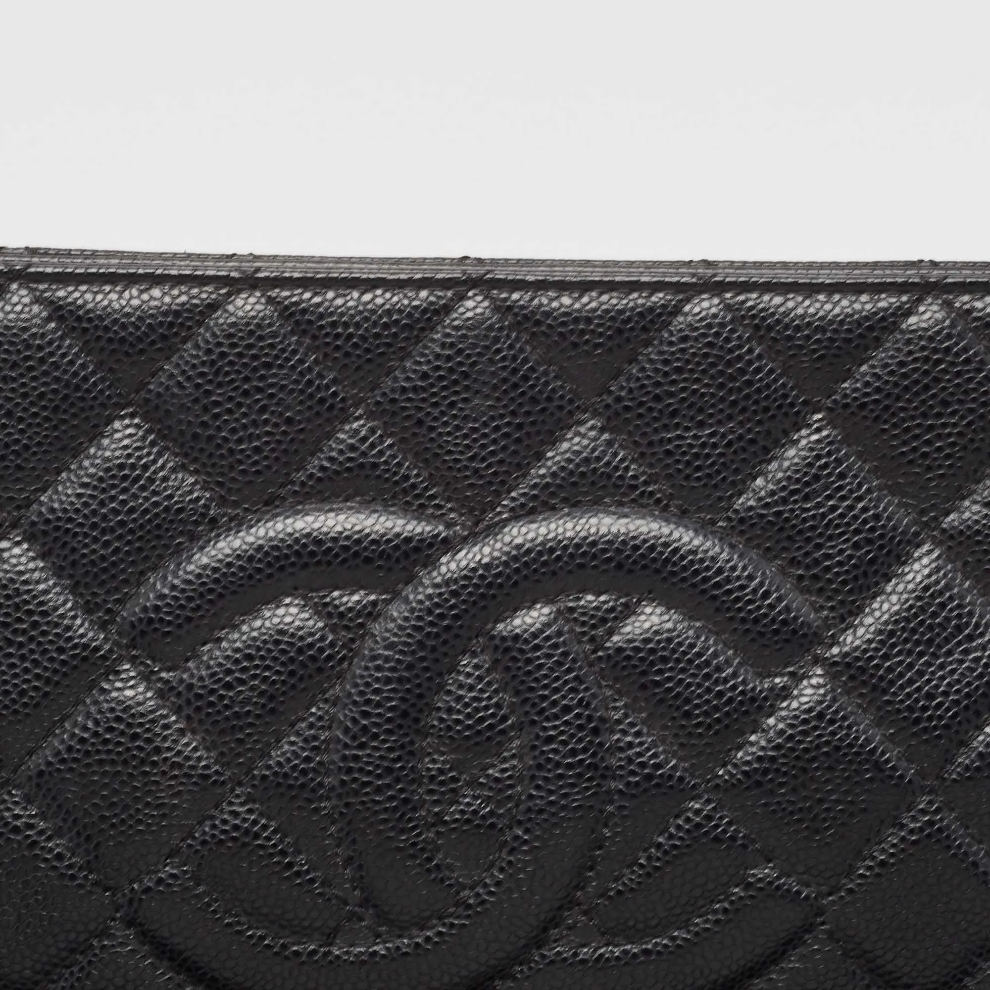 CHANEL Black Caviar Leather CC Frame Clutch