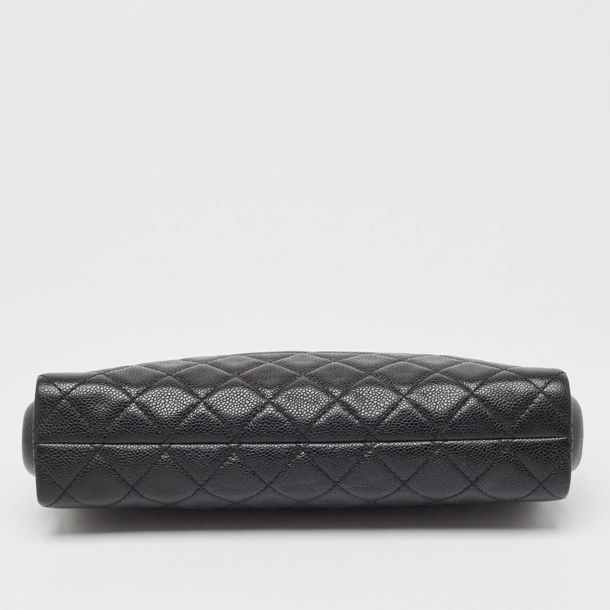 CHANEL Black Caviar Leather CC Frame Clutch