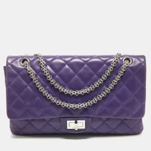 CHANEL Purple Quilted Leather 227 Reissue 2.55 New Bag