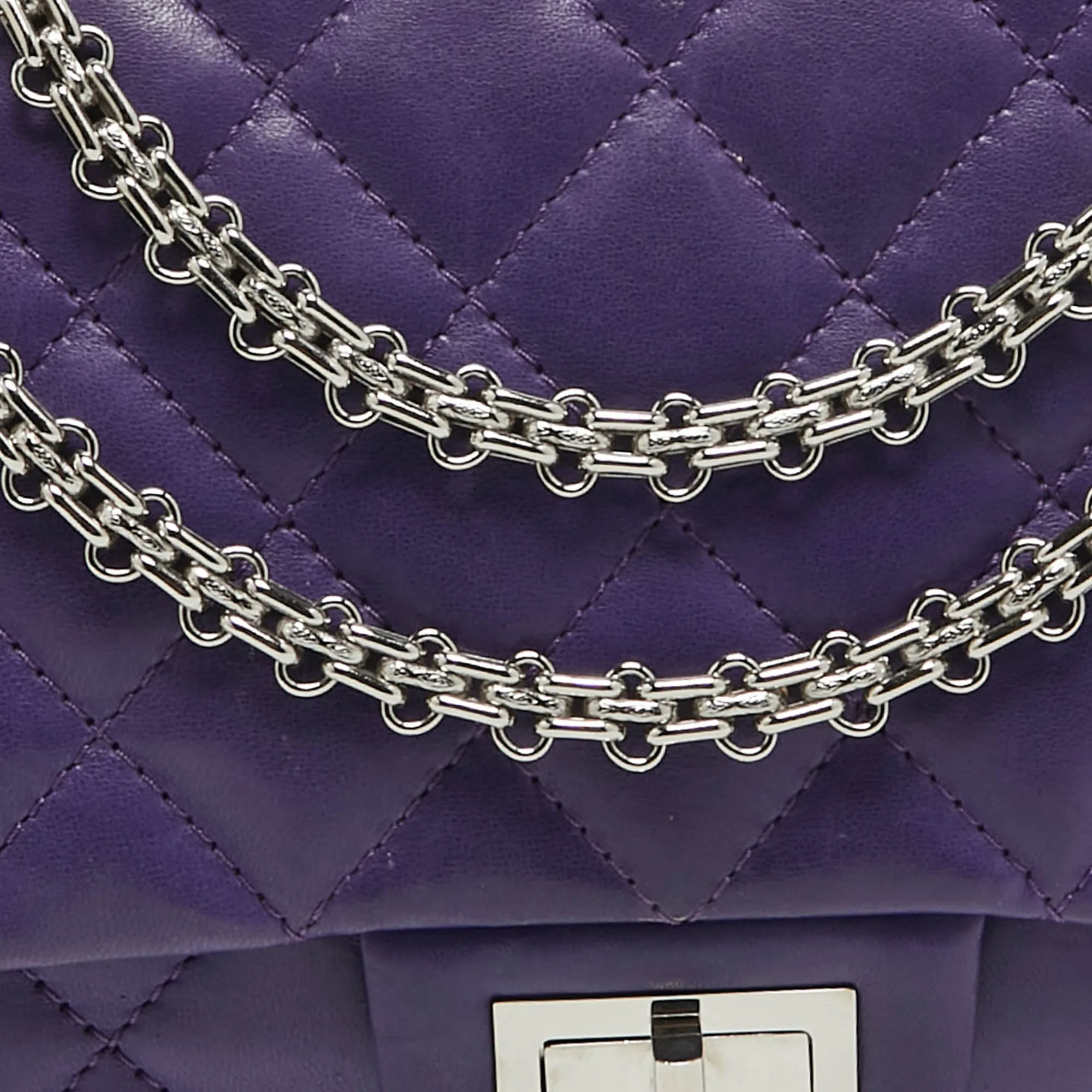 CHANEL Purple Quilted Leather 227 Reissue 2.55 New Bag