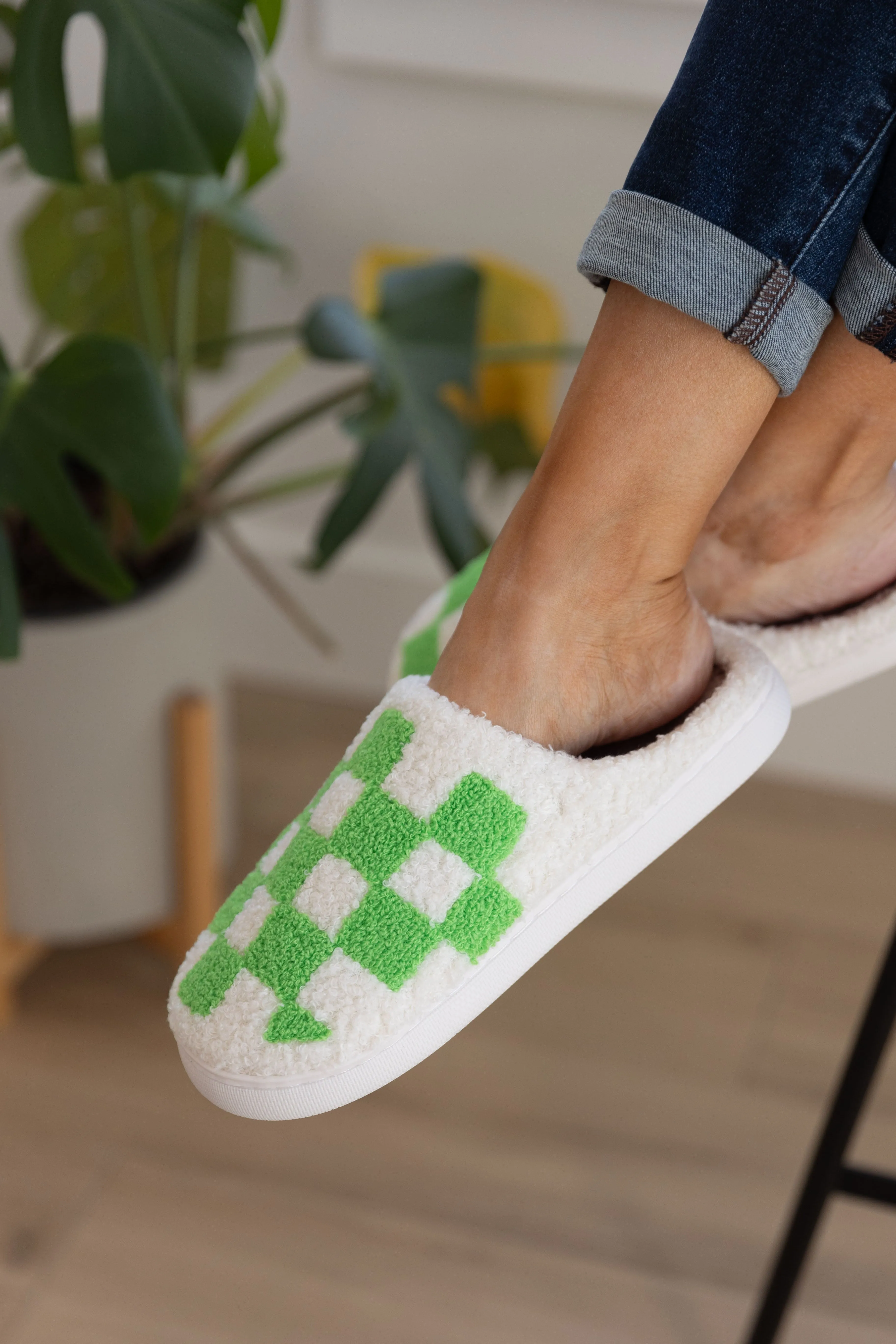 Checked Out Women's Slippers in Green