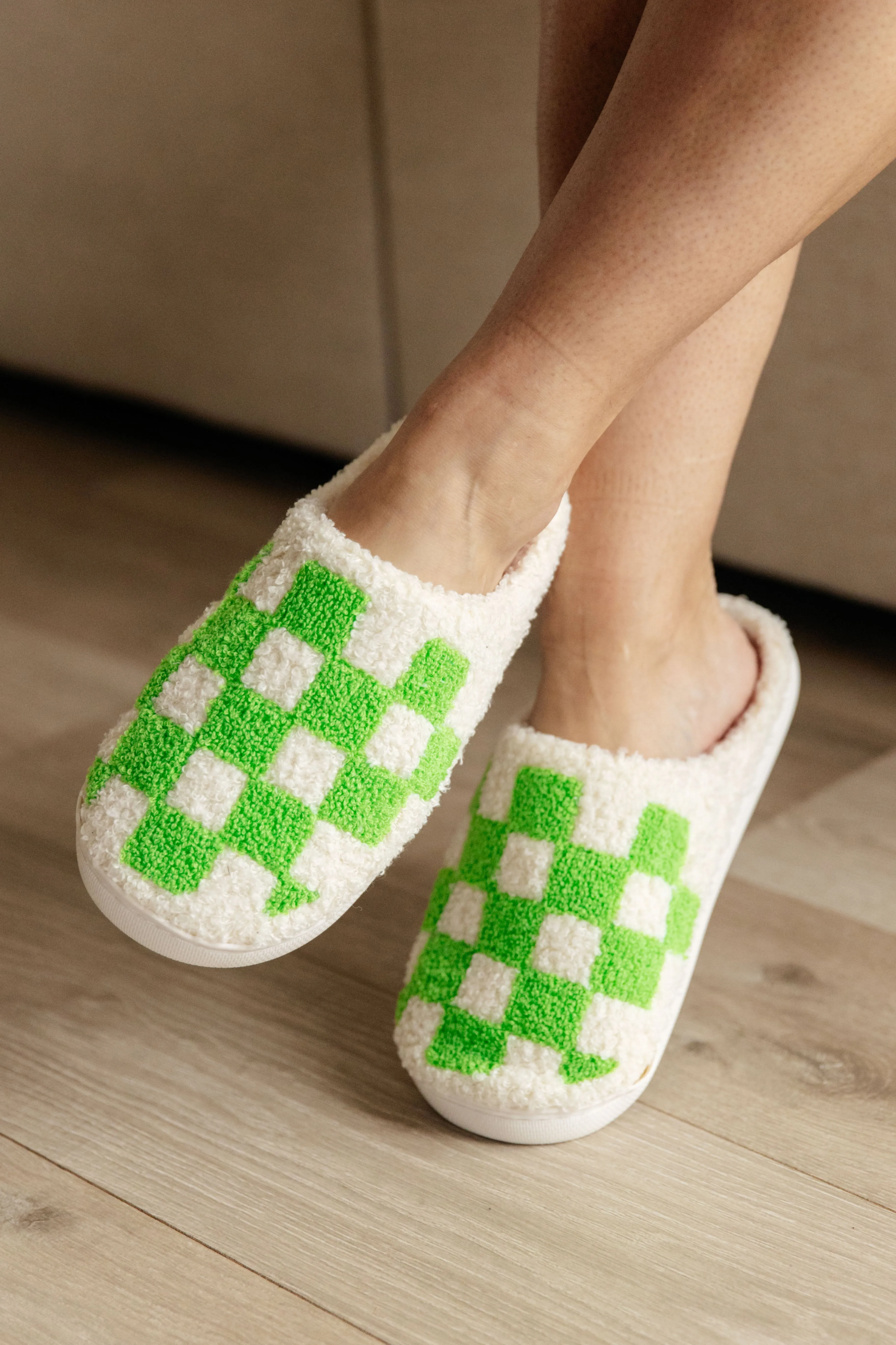 Checked Out Women's Slippers in Green