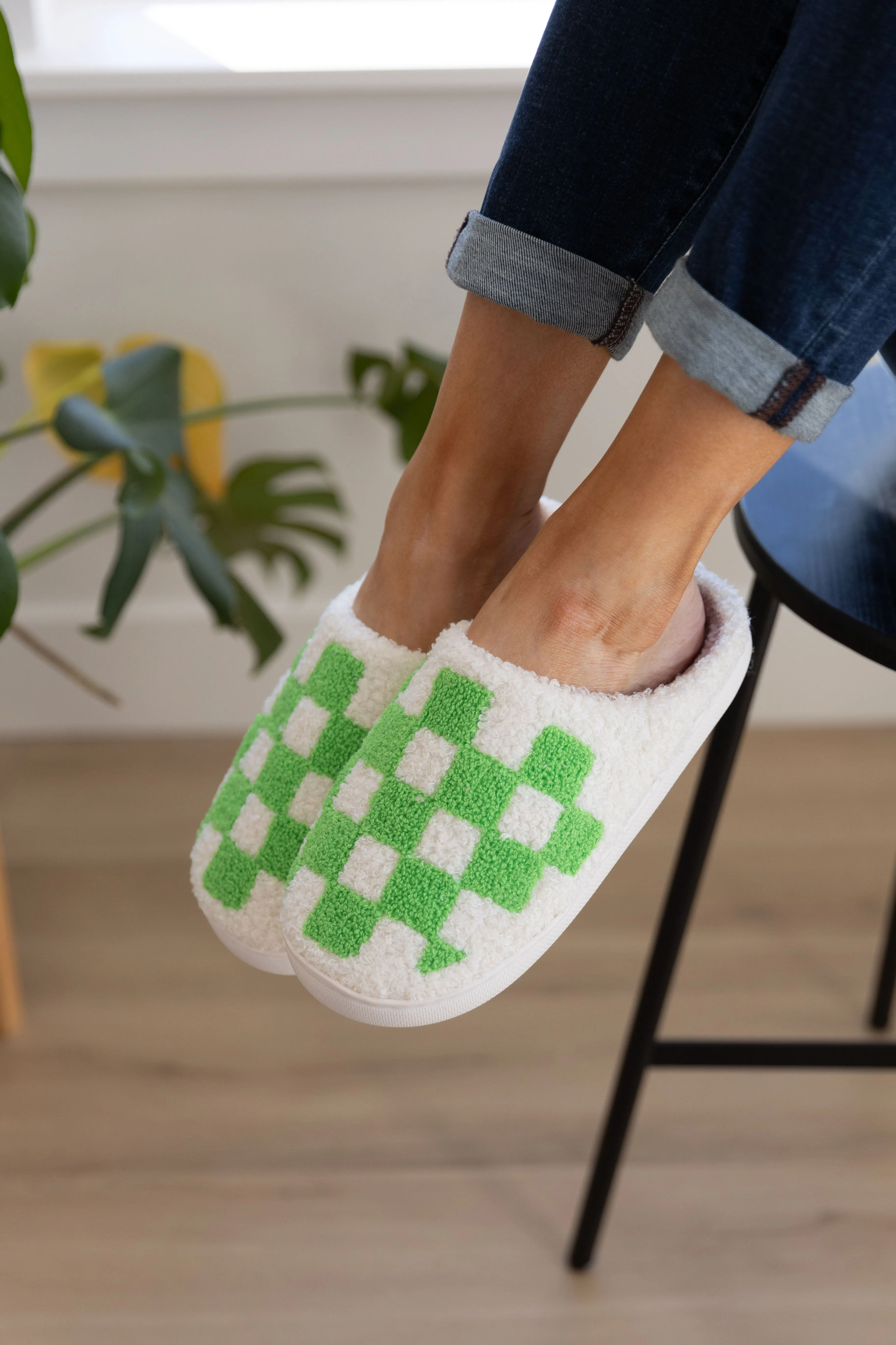 Checked Out Women's Slippers in Green