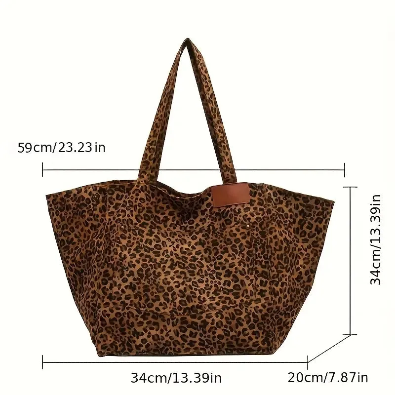 Chic Leopard-Print Canvas Tote Bag