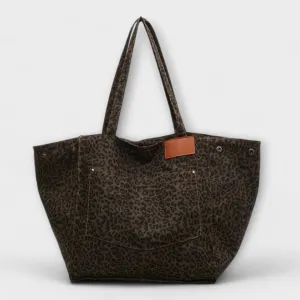 Chic Leopard-Print Canvas Tote Bag