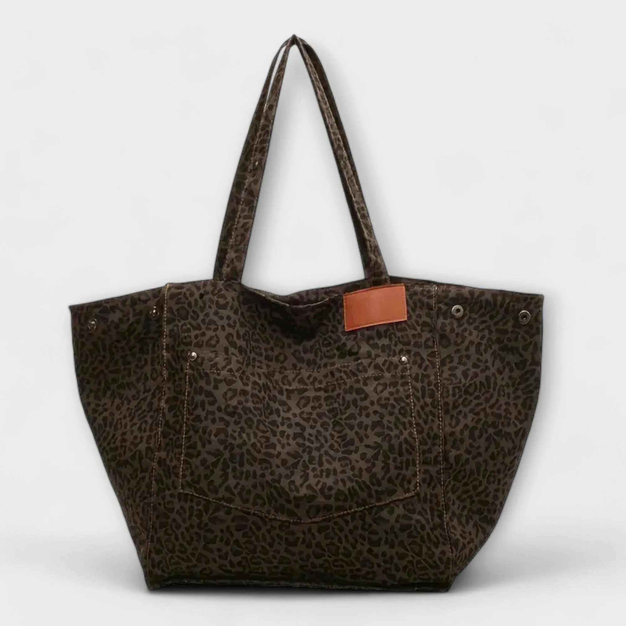 Chic Leopard-Print Canvas Tote Bag