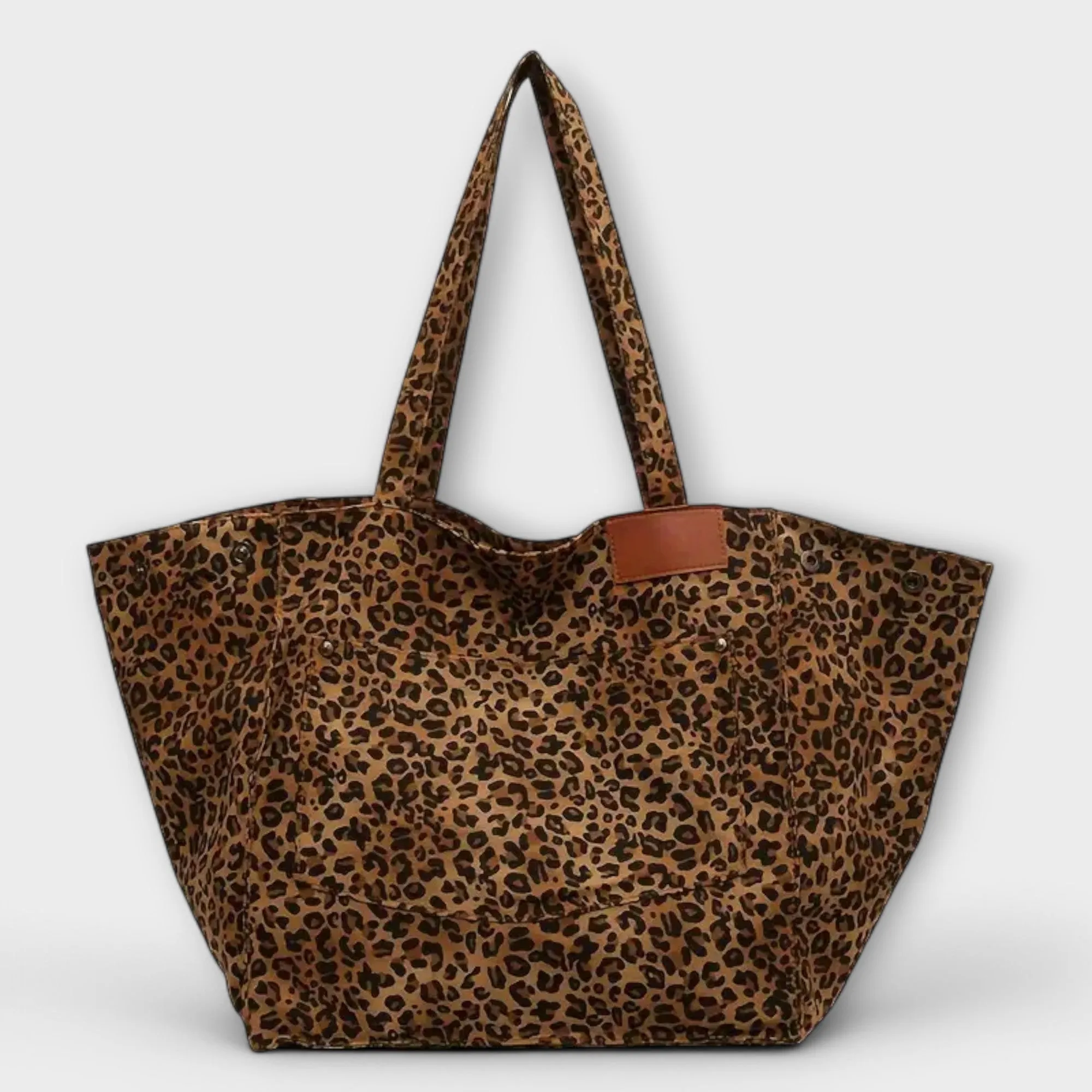 Chic Leopard-Print Canvas Tote Bag