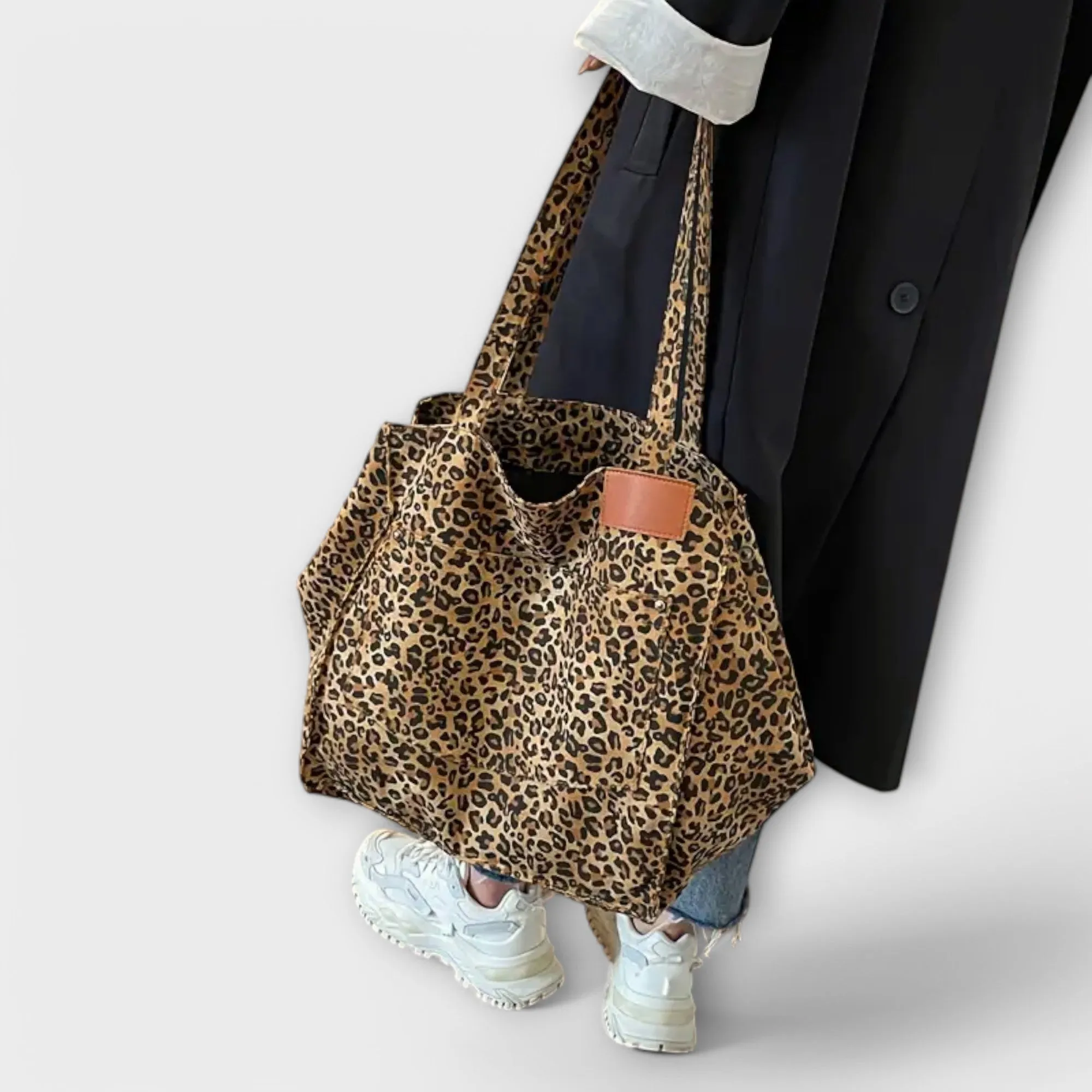 Chic Leopard-Print Canvas Tote Bag