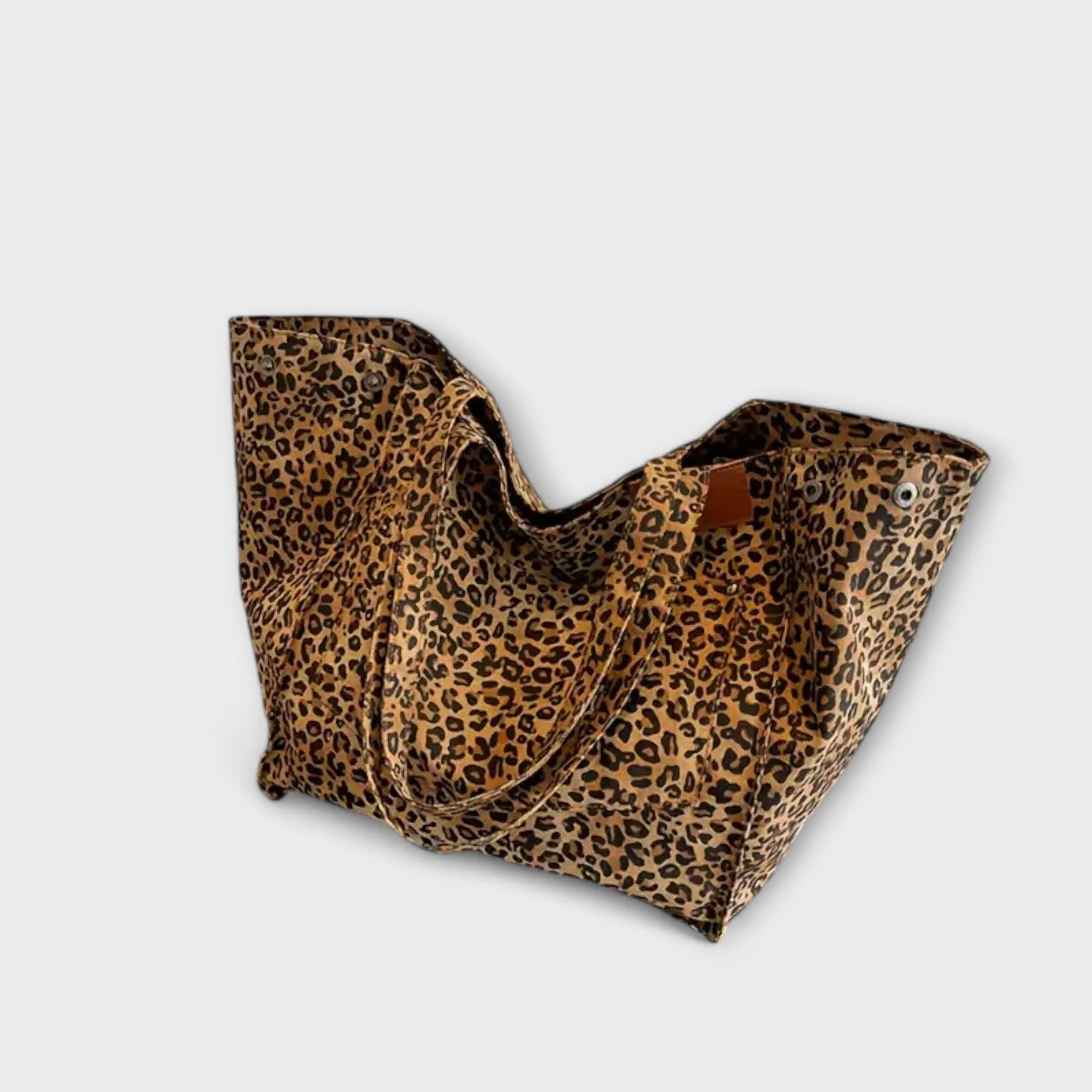 Chic Leopard-Print Canvas Tote Bag