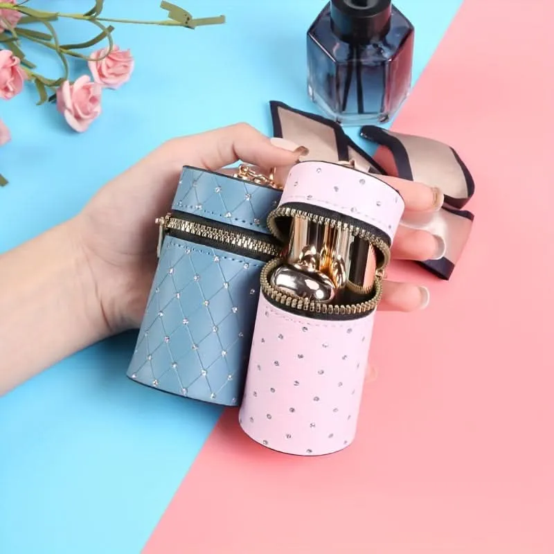 Chic White Faux Leather Lipstick & Coin Holder