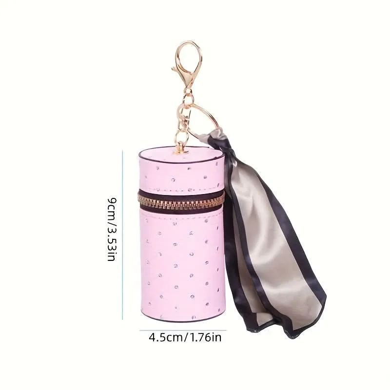Chic White Faux Leather Lipstick & Coin Holder
