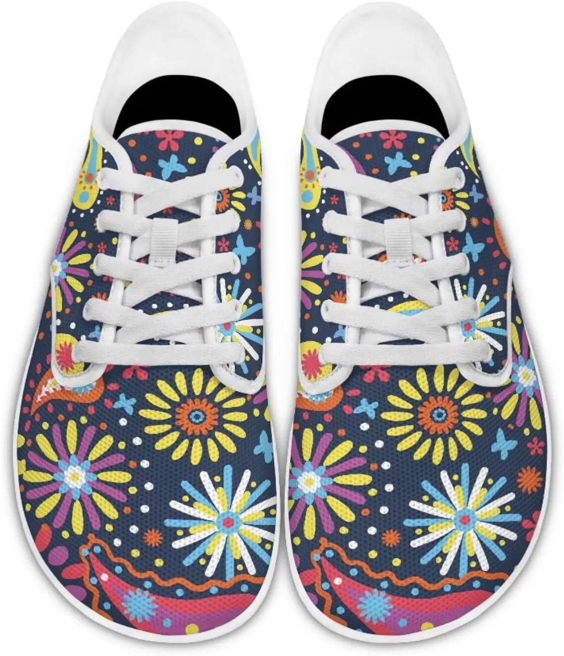 Coloranimal Womens Sneakers Barefoot Shoes Women Casual Walking Shoes Lace Up Shoes Wide Toe Box Shoes Fashion Sneakers Lightweight Footwear