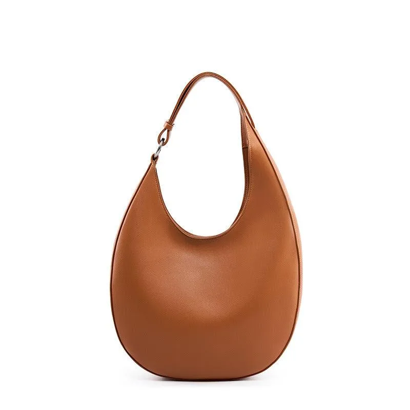 Crescent Hobo Bag in Smooth Genuine Leather | Versatile Crossbody Handbag
