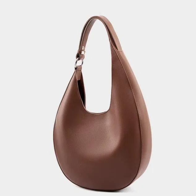 Crescent Hobo Bag in Smooth Genuine Leather | Versatile Crossbody Handbag