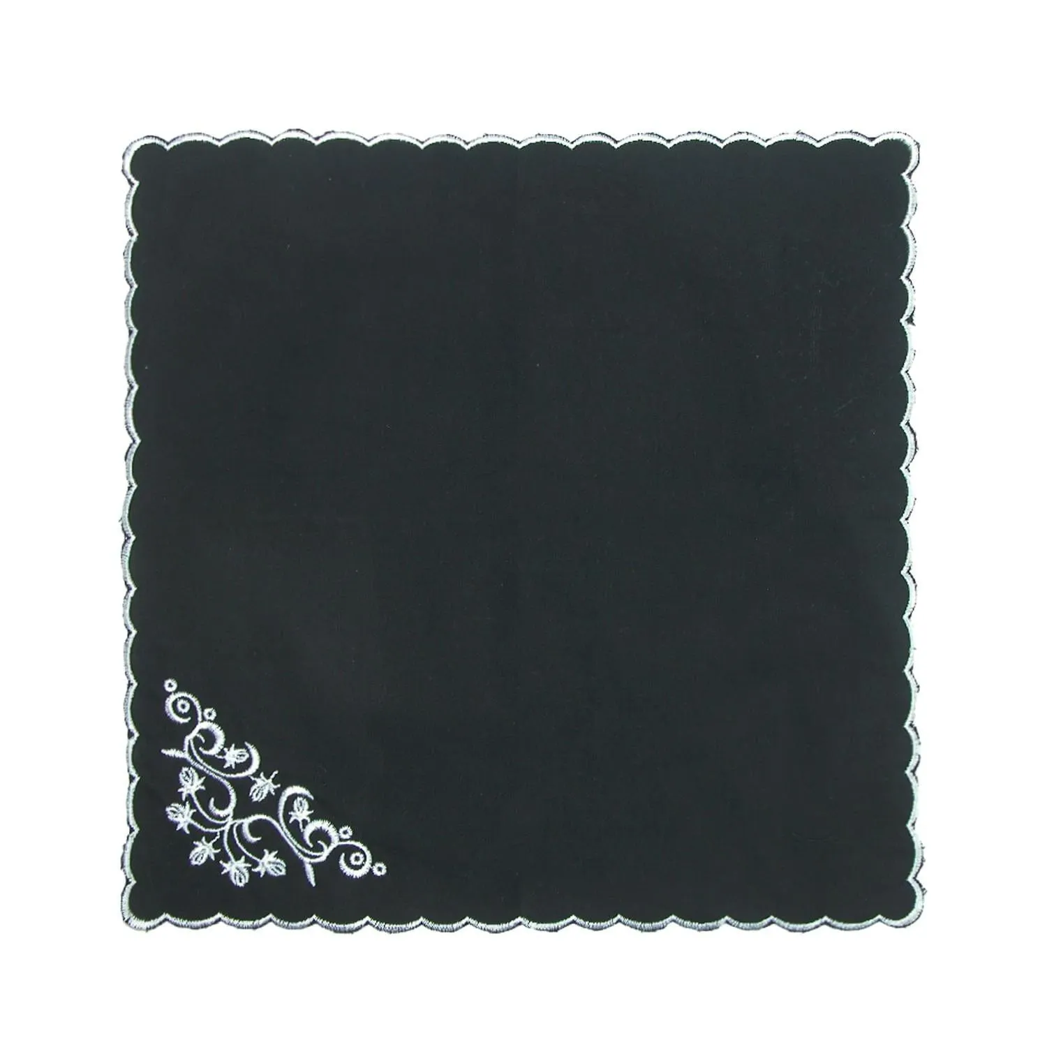 CTM® Women's Cotton Black and White Floral Scroll Handkerchief