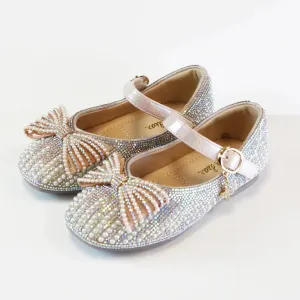 DODS99555 - Pearl Bowtie Flat Shoes - Pink