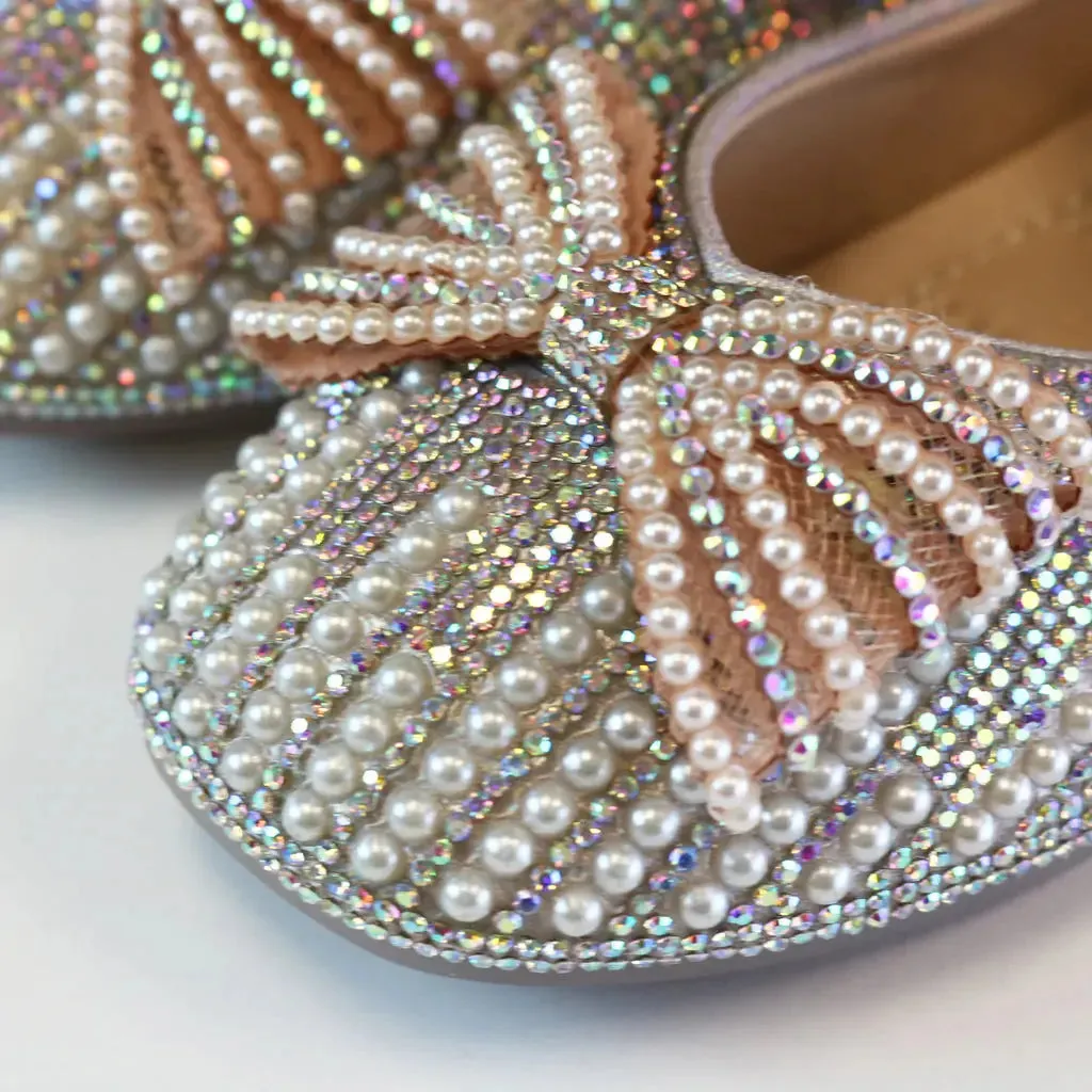 DODS99555 - Pearl Bowtie Flat Shoes - Pink