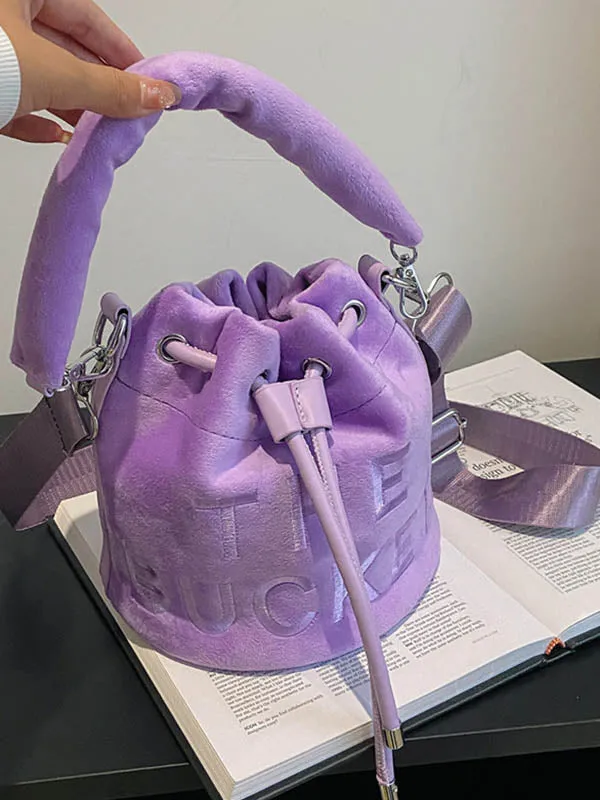 Drawstring Letter Print Handbags Crossbody Bags