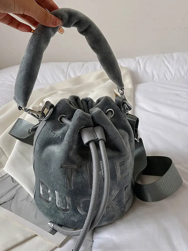 Drawstring Letter Print Handbags Crossbody Bags