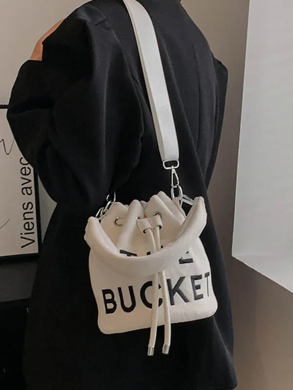 Drawstring Letter Print Handbags Crossbody Bags